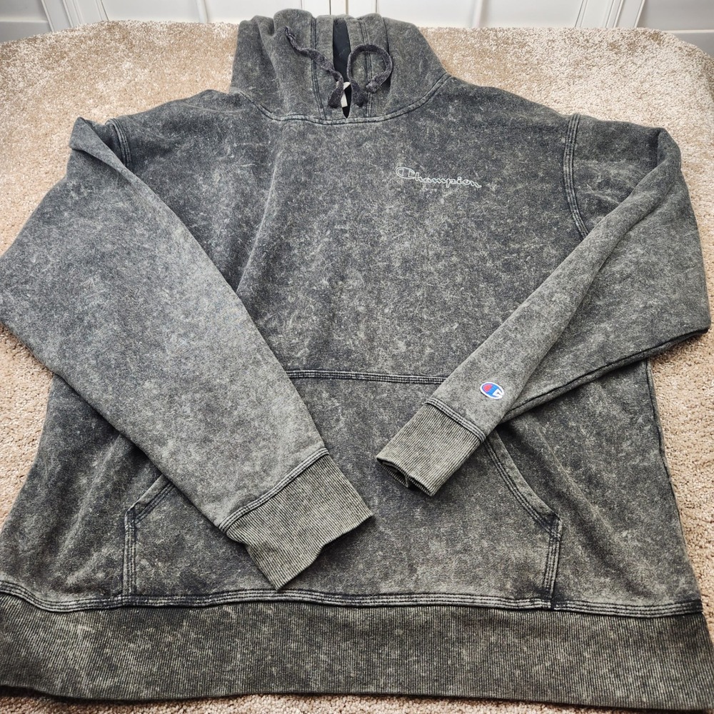 Champion Mens Mineral Wash Pullover Hoodie Charcoal Grey S79035 XL